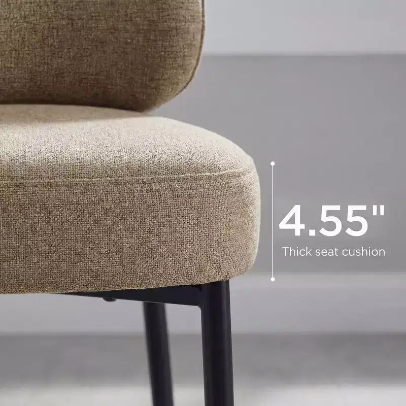 Chaise de salle à manger sans accoudoirs avec dossier incurvé et pieds en métal