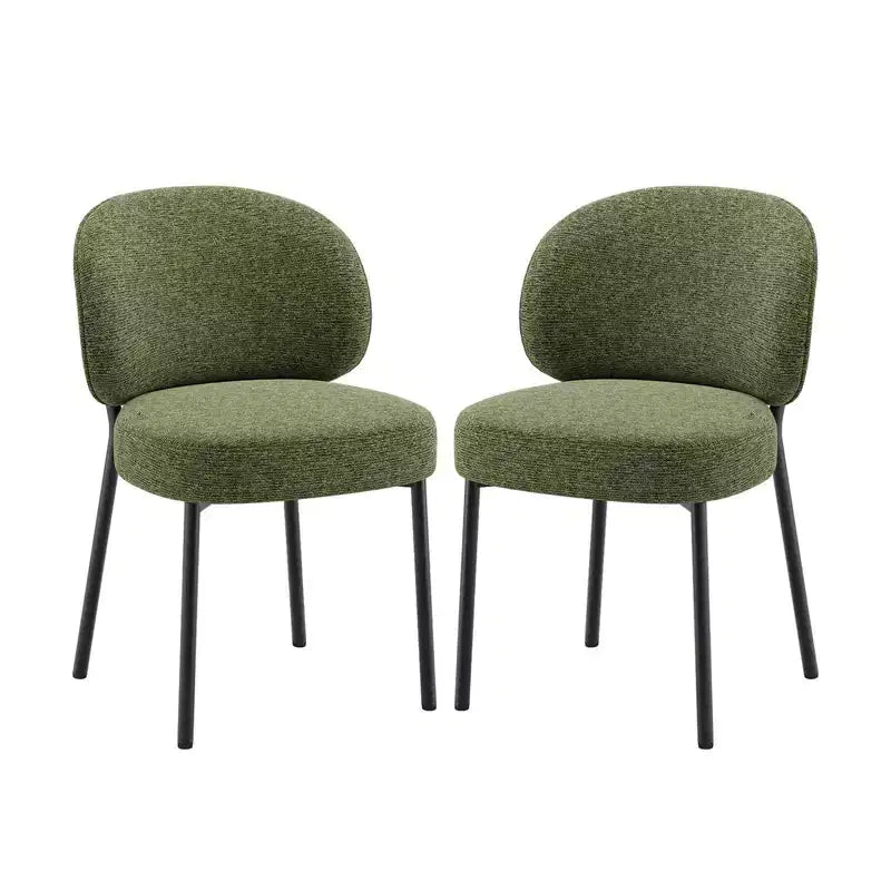 Chaise de salle à manger sans accoudoirs avec dossier incurvé et pieds en métal