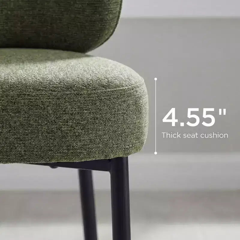 Chaise de salle à manger sans accoudoirs avec dossier incurvé et pieds en métal