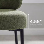Chaise de salle à manger sans accoudoirs avec dossier incurvé et pieds en métal