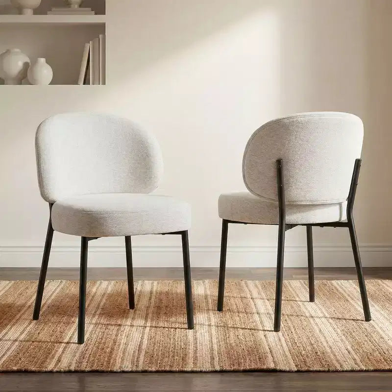 Chaise de salle à manger sans accoudoirs avec dossier incurvé et pieds en métal