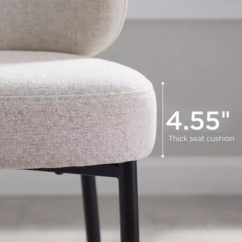 Chaise de salle à manger sans accoudoirs avec dossier incurvé et pieds en métal