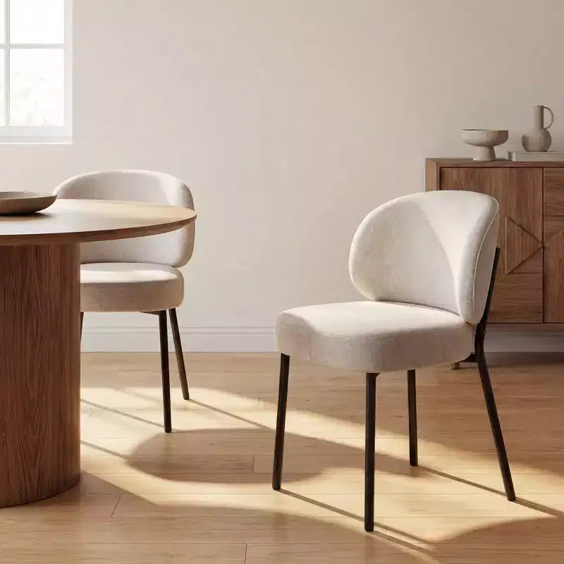 Dining Chair with Curved Backrest - Metal Legs Modern Armless Chair for Kitchen, Dining Room & Small Place