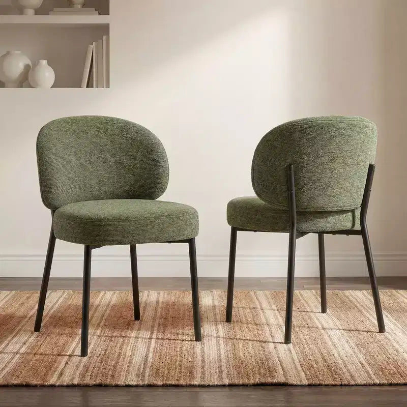 Chaise de salle à manger sans accoudoirs avec dossier incurvé et pieds en métal