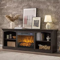 AMERLIFE 70 Fireplace TV Stand for TVs up to 80, Farmhouse Media Console with Electric Fireplace