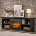 AMERLIFE 70 Fireplace TV Stand for TVs up to 80, Farmhouse Media Console with Electric Fireplace