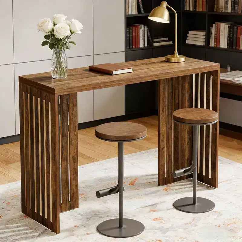 Table à manger GDFStudio Bella, hauteur bar, style rustique