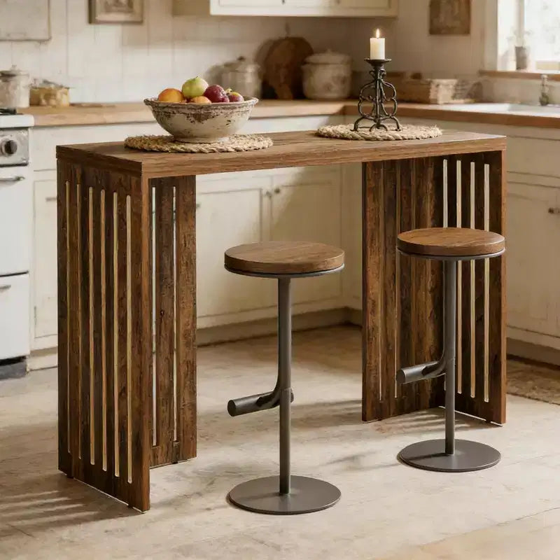 Table à manger GDFStudio Bella, hauteur bar, style rustique