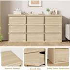 9 commodes pour chambre à coucher, commode de 149 cm de large, tiroir horizontal autoportant avec rangement, commode en bois pour salon, couloir