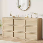 9 commodes pour chambre à coucher, commode de 149 cm de large, tiroir horizontal autoportant avec rangement, commode en bois pour salon, couloir