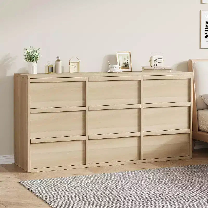 9 commodes pour chambre à coucher, commode de 149 cm de large, tiroir horizontal autoportant avec rangement, commode en bois pour salon, couloir