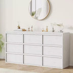 9 commodes pour chambre à coucher, commode de 149 cm de large, tiroir horizontal autoportant avec rangement, commode en bois pour salon, couloir