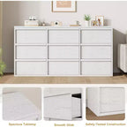 9 commodes pour chambre à coucher, commode de 149 cm de large, tiroir horizontal autoportant avec rangement, commode en bois pour salon, couloir
