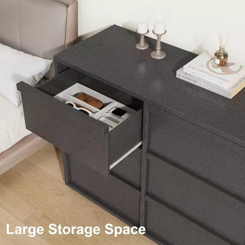 9 commodes pour chambre à coucher, commode de 149 cm de large, tiroir horizontal autoportant avec rangement, commode en bois pour salon, couloir