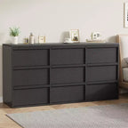 9 commodes pour chambre à coucher, commode de 149 cm de large, tiroir horizontal autoportant avec rangement, commode en bois pour salon, couloir