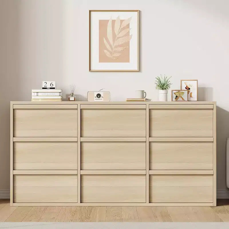 9 commodes pour chambre à coucher, commode de 149 cm de large, tiroir horizontal autoportant avec rangement, commode en bois pour salon, couloir