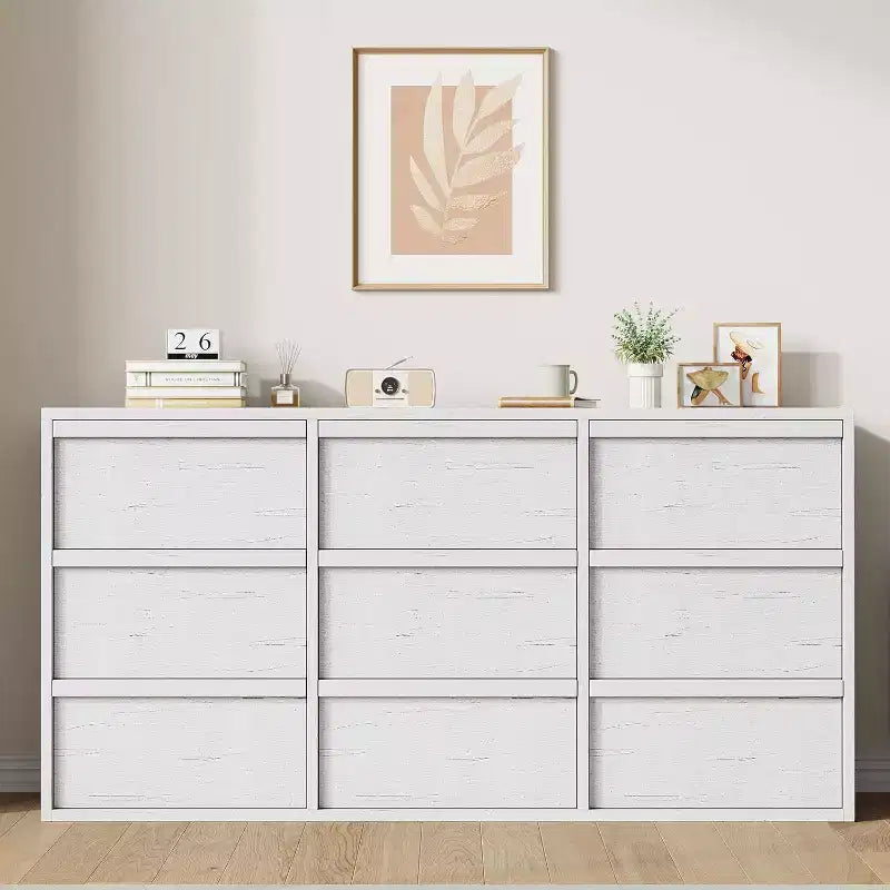 9 commodes pour chambre à coucher, commode de 149 cm de large, tiroir horizontal autoportant avec rangement, commode en bois pour salon, couloir