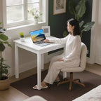 VECELO Bureau carré compact, Petit bureau minimaliste pour ordinateur portable et étude, Blanc
