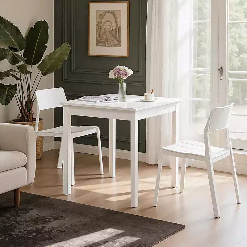 VECELO Bureau carré compact, Petit bureau minimaliste pour ordinateur portable et étude, Blanc