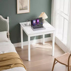 VECELO Bureau carré compact, Petit bureau minimaliste pour ordinateur portable et étude, Blanc