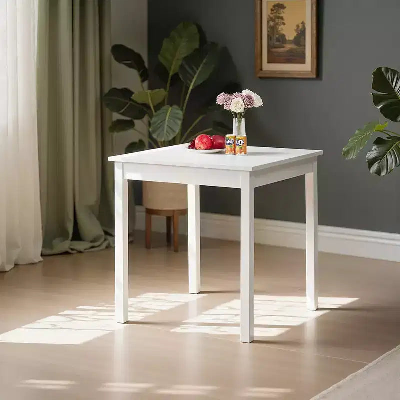 VECELO Bureau carré compact, Petit bureau minimaliste pour ordinateur portable et étude, Blanc