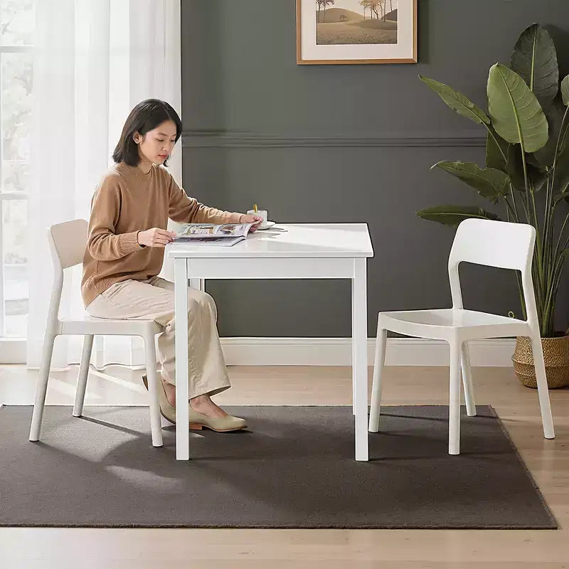 VECELO Bureau carré compact, Petit bureau minimaliste pour ordinateur portable et étude, Blanc