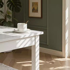 VECELO Bureau carré compact, Petit bureau minimaliste pour ordinateur portable et étude, Blanc