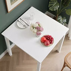 VECELO Bureau carré compact, Petit bureau minimaliste pour ordinateur portable et étude, Blanc
