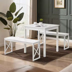 VECELO Bureau carré compact, Petit bureau minimaliste pour ordinateur portable et étude, Blanc