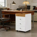 GDFStudio Suti Modern 17 Wooden Mobile Office Storage Cabinet with 3 Drawers, Removable Tray and Wheels