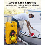 Réservoir d'essence portable de 16 gallons, pompe de transfert manuelle robuste, tuyau de 10 pieds, roulettes anti-fuite, chariot à carburant pour tondeuses à gazon, tracteurs, bateaux, souffleuses à neige