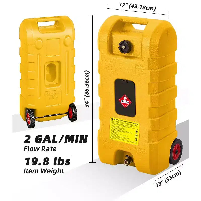 Réservoir d'essence portable de 16 gallons, pompe de transfert manuelle robuste, tuyau de 10 pieds, roulettes anti-fuite, chariot à carburant pour tondeuses à gazon, tracteurs, bateaux, souffleuses à neige
