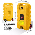 Réservoir d'essence portable de 16 gallons, pompe de transfert manuelle robuste, tuyau de 10 pieds, roulettes anti-fuite, chariot à carburant pour tondeuses à gazon, tracteurs, bateaux, souffleuses à neige
