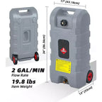 Réservoir d'essence portable de 16 gallons, pompe de transfert manuelle robuste, tuyau de 10 pieds, roulettes anti-fuite, chariot à carburant pour tondeuses à gazon, tracteurs, bateaux, souffleuses à neige