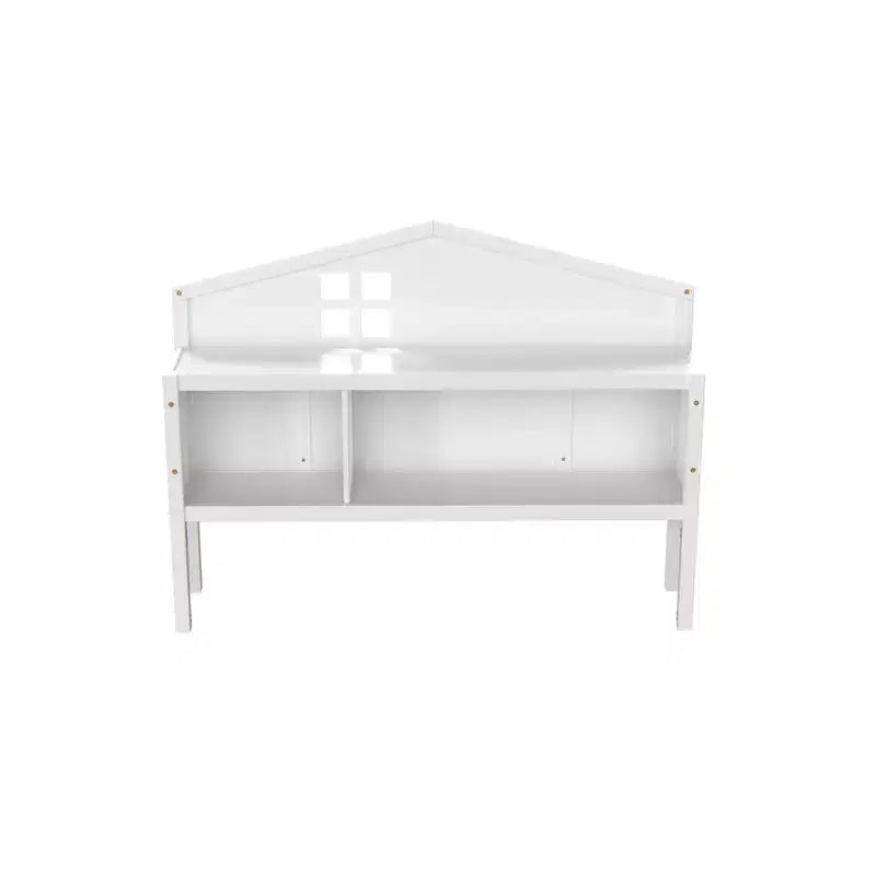 Full Size Montessori Floor Bed Headboard Storage Cabinet, White