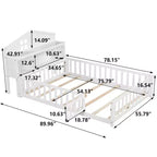 Meuble de rangement pour tête de lit de lit au sol Montessori pleine grandeur, blanc