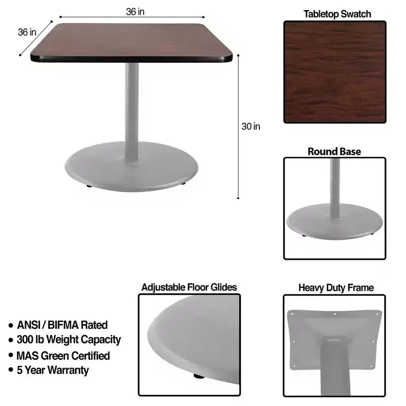 Table à manger carrée 30" Hampden Furnishings collection Bennet, gris/acajou
