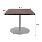 Table à manger carrée de collection 76 cm Gris/Acajou