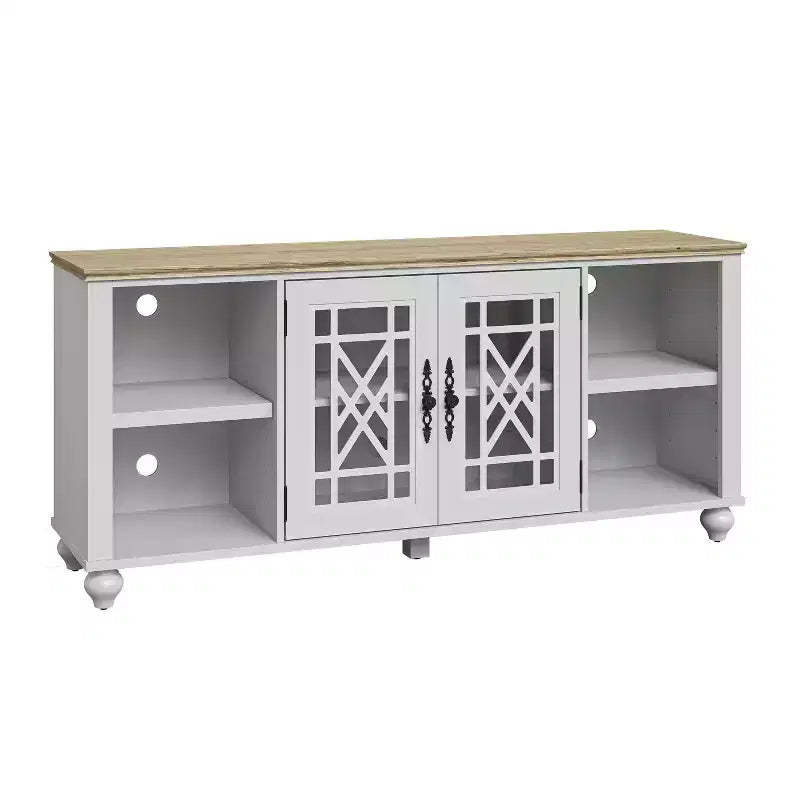 Meuble TV Festivo style vintage de 152 cm pour téléviseurs jusqu'à 178 cm, blanc