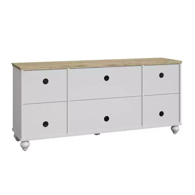 Meuble TV Festivo style vintage de 152 cm pour téléviseurs jusqu'à 178 cm, blanc