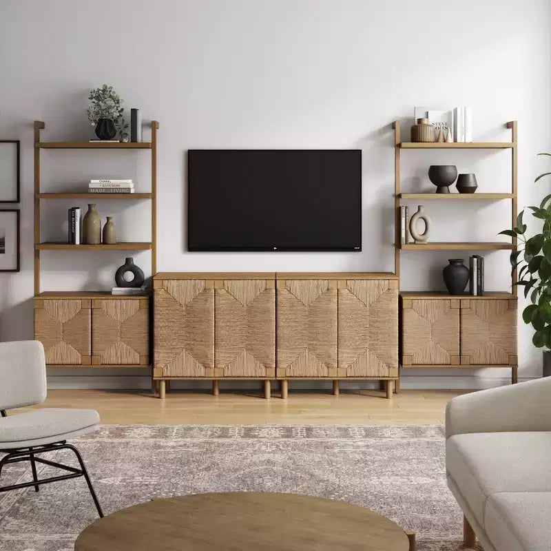 Meuble TV mural Nathan James Beacon pour téléviseurs jusqu'à 50", marron clair