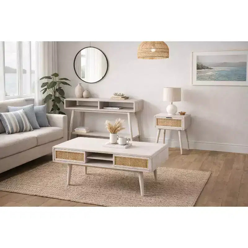 Console avec étagères ouvertes - Blanc cassé
