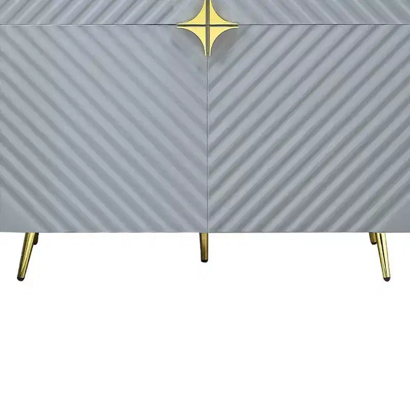 Armoire d'appoint gris brillant à motif ondulé