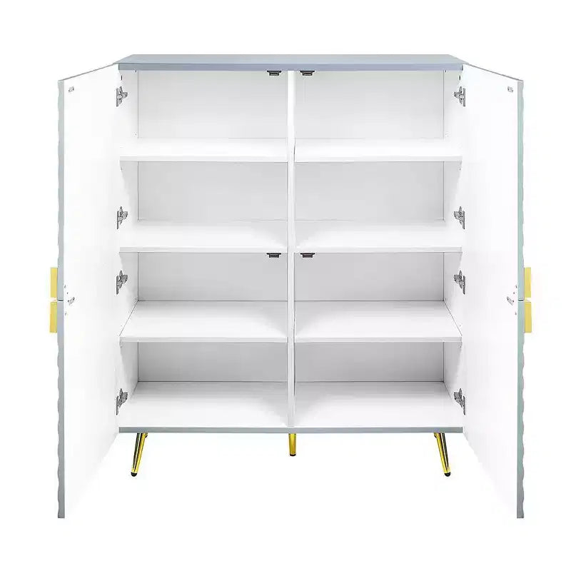 Armoire d'appoint gris brillant à motif ondulé