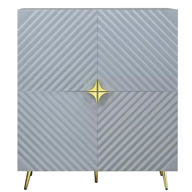 Armoire d'appoint gris brillant à motif ondulé