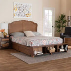 Lit de rangement Latrell en bois et rotin pour grand lit Baxton Studio, noyer brun