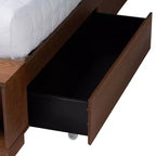 Lit de rangement Latrell en bois et rotin pour grand lit Baxton Studio, noyer brun