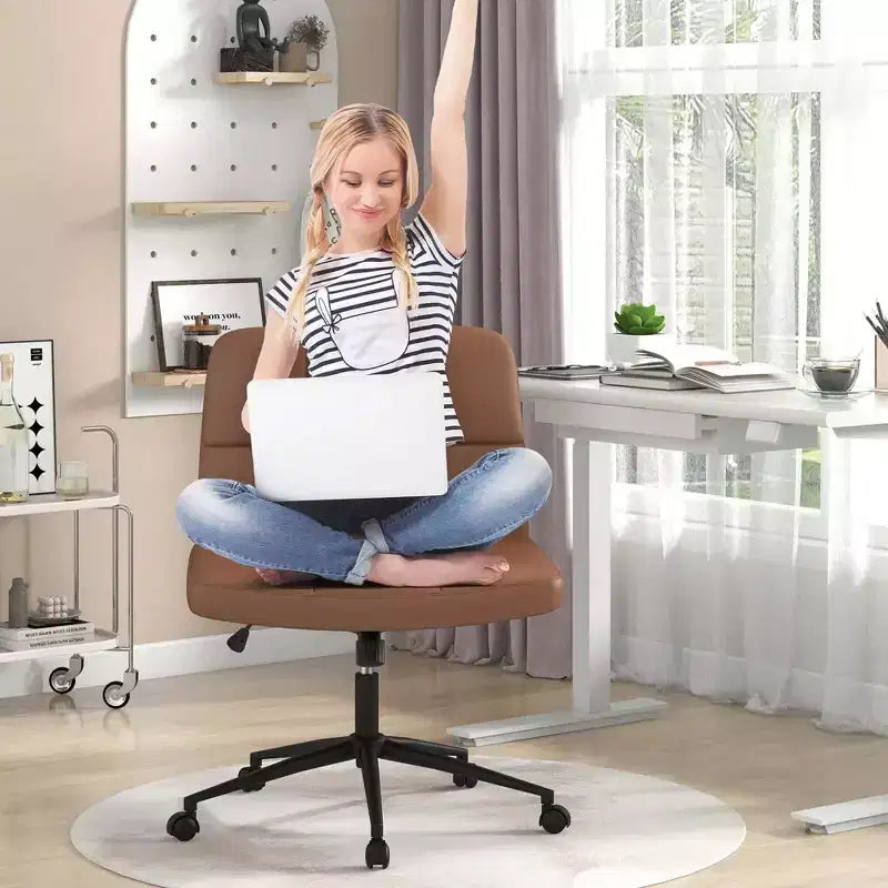 Chaise Criss Cross avec roulettes, siège surdimensionné en U, réglable en hauteur, pivotante, pour bureau à domicile