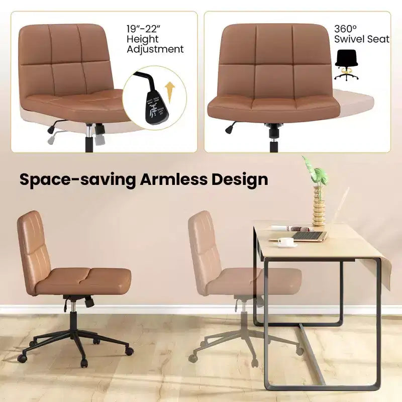 Chaise Criss Cross avec roulettes, siège surdimensionné en U, réglable en hauteur, pivotante, pour bureau à domicile
