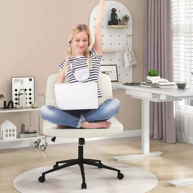 Chaise Criss Cross avec roulettes, siège surdimensionné en U, réglable en hauteur, pivotante, pour bureau à domicile